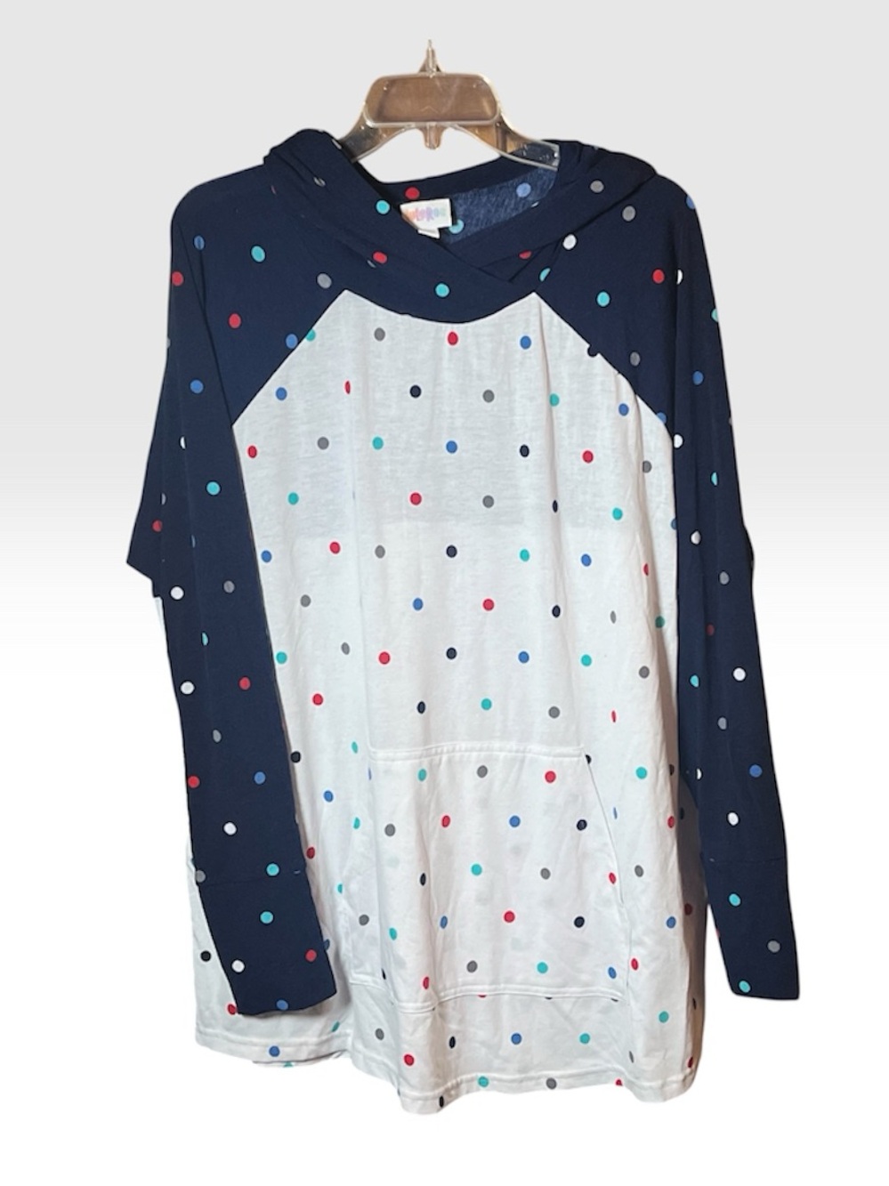Women’s LuLaRoe Amber Hoodie Polka Dot  - Navy &White comfortable casual playful